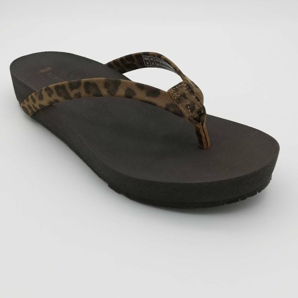 REVITALIGN Sandy Thong Sandals Brown Leopard 8